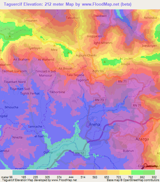 Taguercif,Algeria Elevation Map
