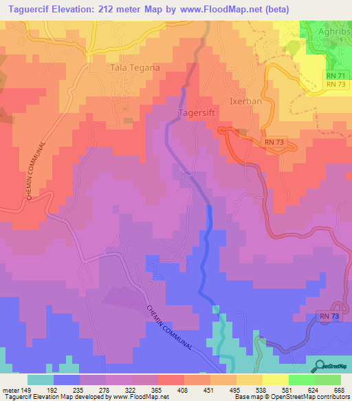 Taguercif,Algeria Elevation Map