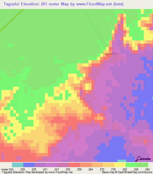 Taguelzi,Algeria Elevation Map