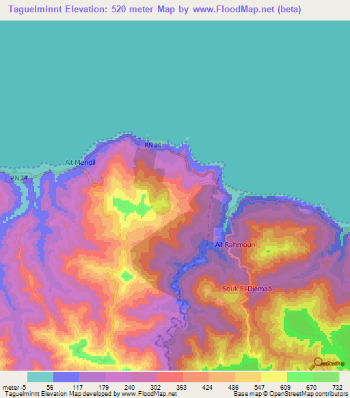 Taguelminnt,Algeria Elevation Map