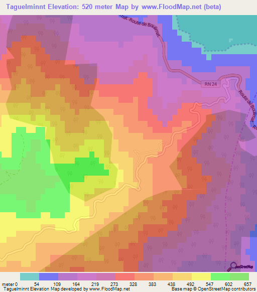 Taguelminnt,Algeria Elevation Map