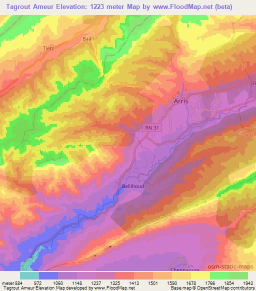 Tagrout Ameur,Algeria Elevation Map