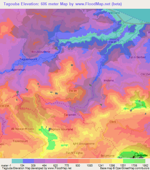 Tagouba,Algeria Elevation Map