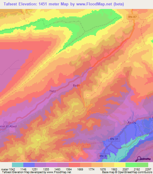 Tafsest,Algeria Elevation Map