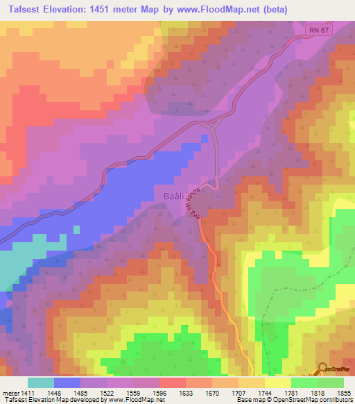 Tafsest,Algeria Elevation Map