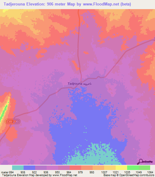 Tadjerouna,Algeria Elevation Map