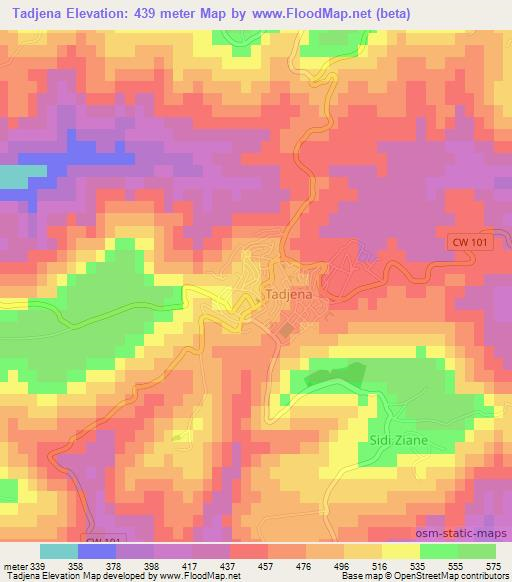 Tadjena,Algeria Elevation Map