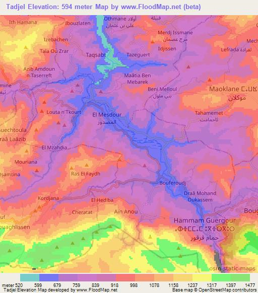 Tadjel,Algeria Elevation Map