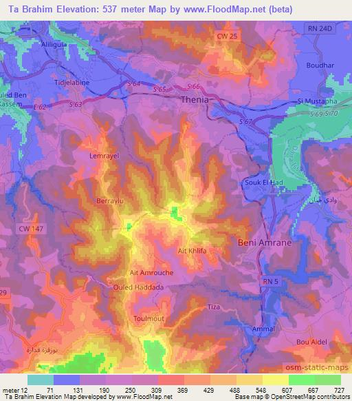 Ta Brahim,Algeria Elevation Map
