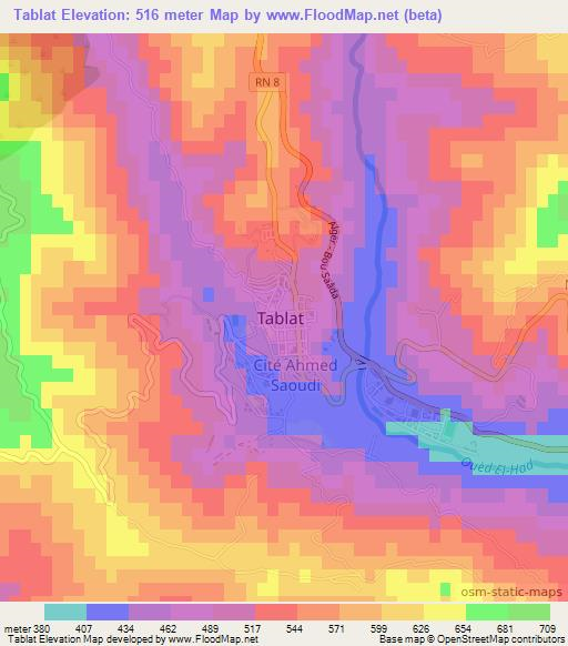 Tablat,Algeria Elevation Map