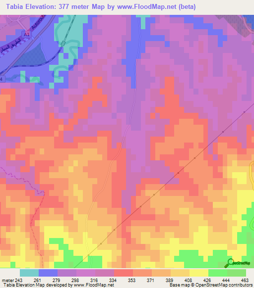Tabia,Algeria Elevation Map