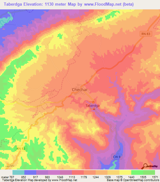 Taberdga,Algeria Elevation Map