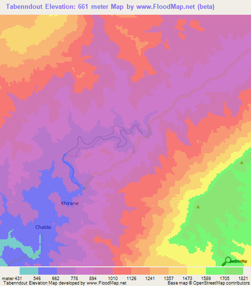Tabenndout,Algeria Elevation Map