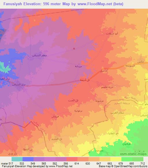 Fanusiyah,Syria Elevation Map