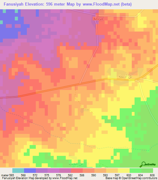 Fanusiyah,Syria Elevation Map