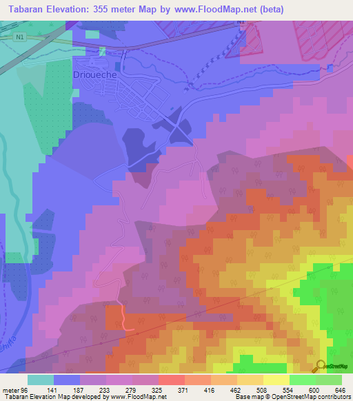 Tabaran,Algeria Elevation Map