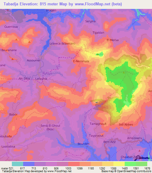 Tabadja,Algeria Elevation Map