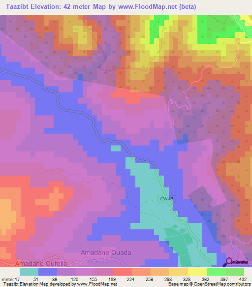 Taazibt,Algeria Elevation Map