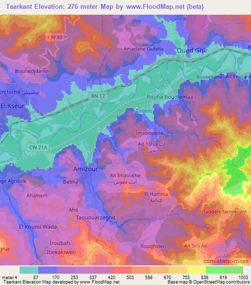Taarkant,Algeria Elevation Map