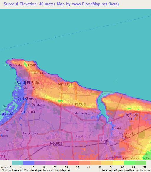 Surcouf,Algeria Elevation Map