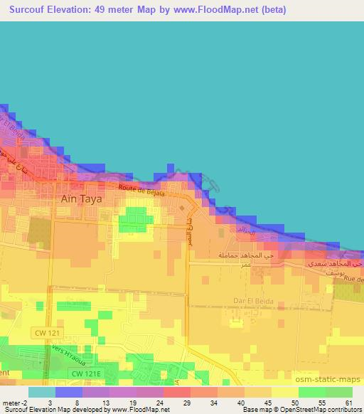 Surcouf,Algeria Elevation Map