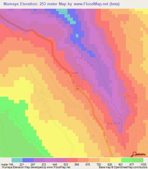 Mumeya,Jordan Elevation Map