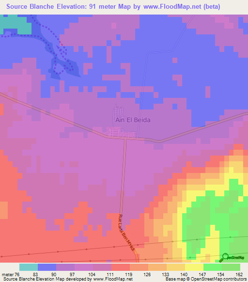 Source Blanche,Algeria Elevation Map