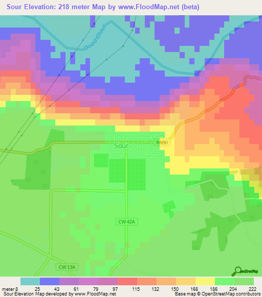 Sour,Algeria Elevation Map