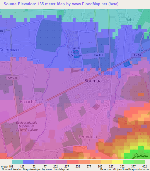 Souma,Algeria Elevation Map