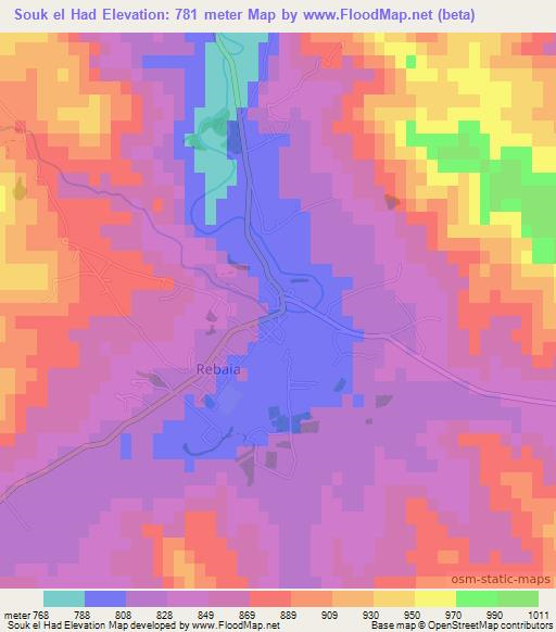 Souk el Had,Algeria Elevation Map