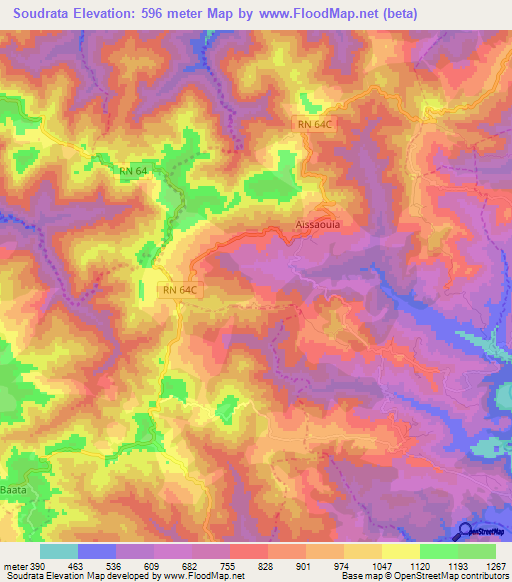 Soudrata,Algeria Elevation Map