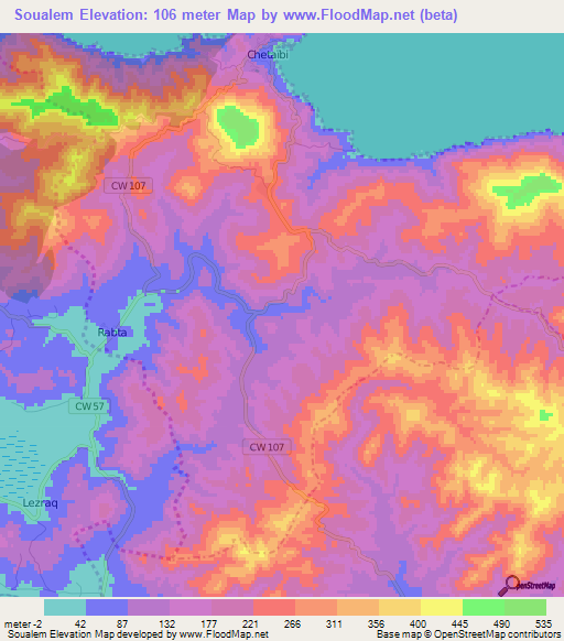 Soualem,Algeria Elevation Map