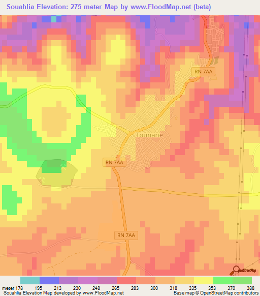 Souahlia,Algeria Elevation Map