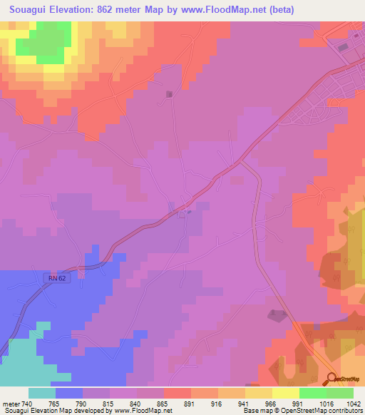 Souagui,Algeria Elevation Map