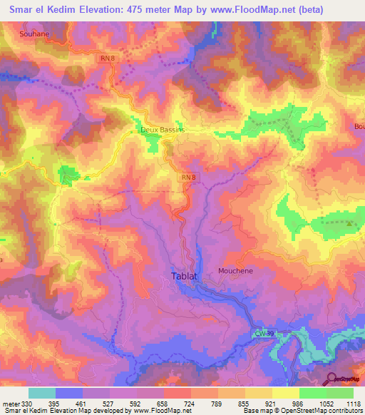 Smar el Kedim,Algeria Elevation Map