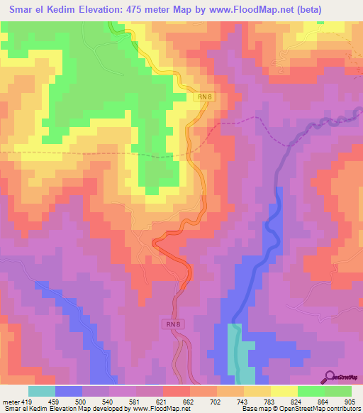 Smar el Kedim,Algeria Elevation Map