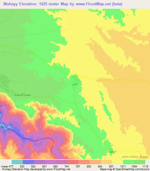 Muhayy,Jordan Elevation Map