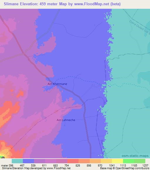 Slimane,Algeria Elevation Map