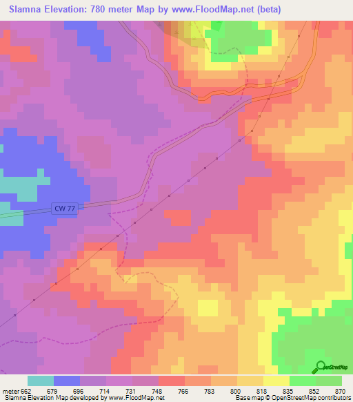 Slamna,Algeria Elevation Map