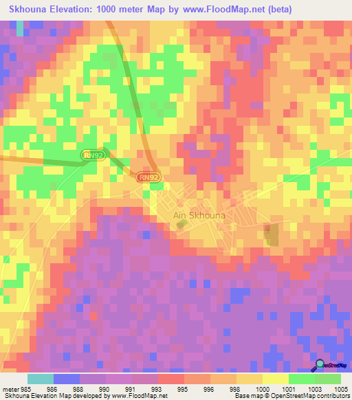 Skhouna,Algeria Elevation Map