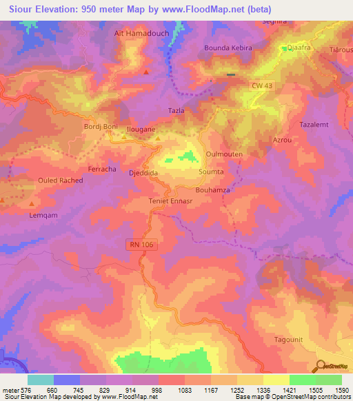 Siour,Algeria Elevation Map