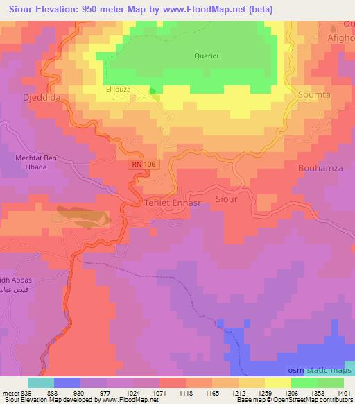 Siour,Algeria Elevation Map