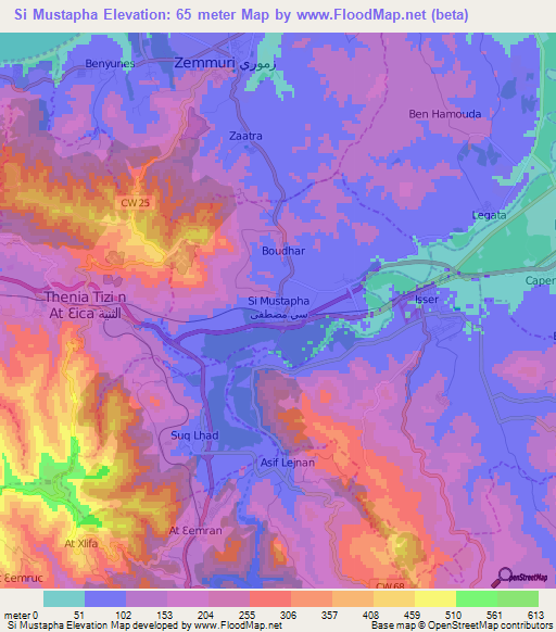 Si Mustapha,Algeria Elevation Map