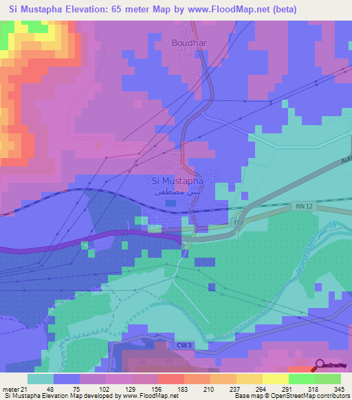Si Mustapha,Algeria Elevation Map