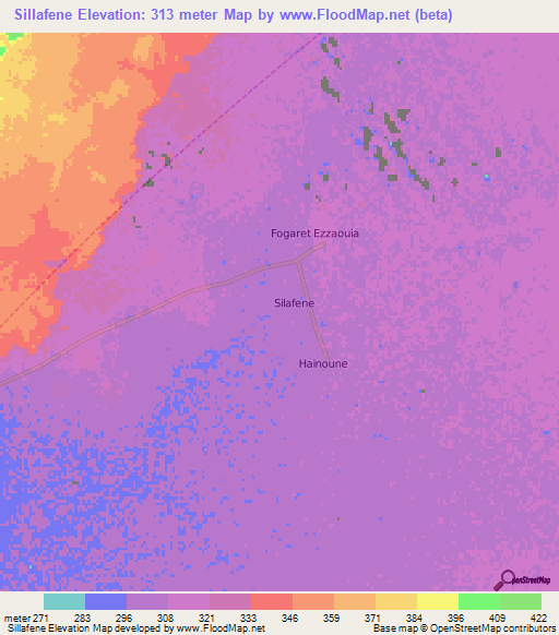 Sillafene,Algeria Elevation Map