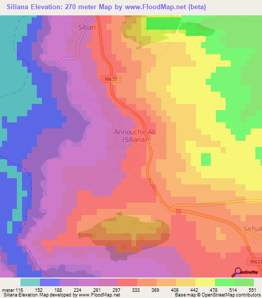 Siliana,Algeria Elevation Map