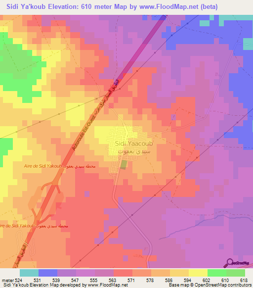 Sidi Ya'koub,Algeria Elevation Map