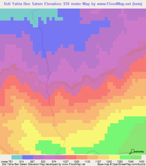 Sidi Yahia Ben Salem,Algeria Elevation Map