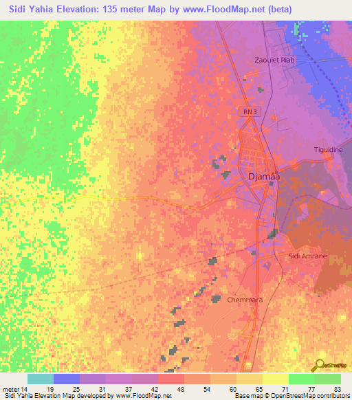 Sidi Yahia,Algeria Elevation Map