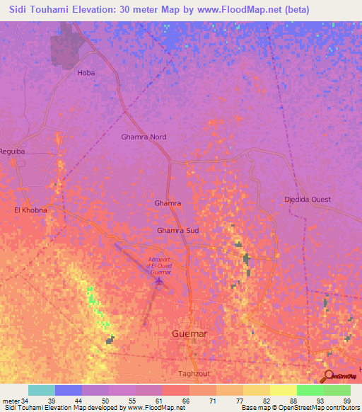 Sidi Touhami,Algeria Elevation Map